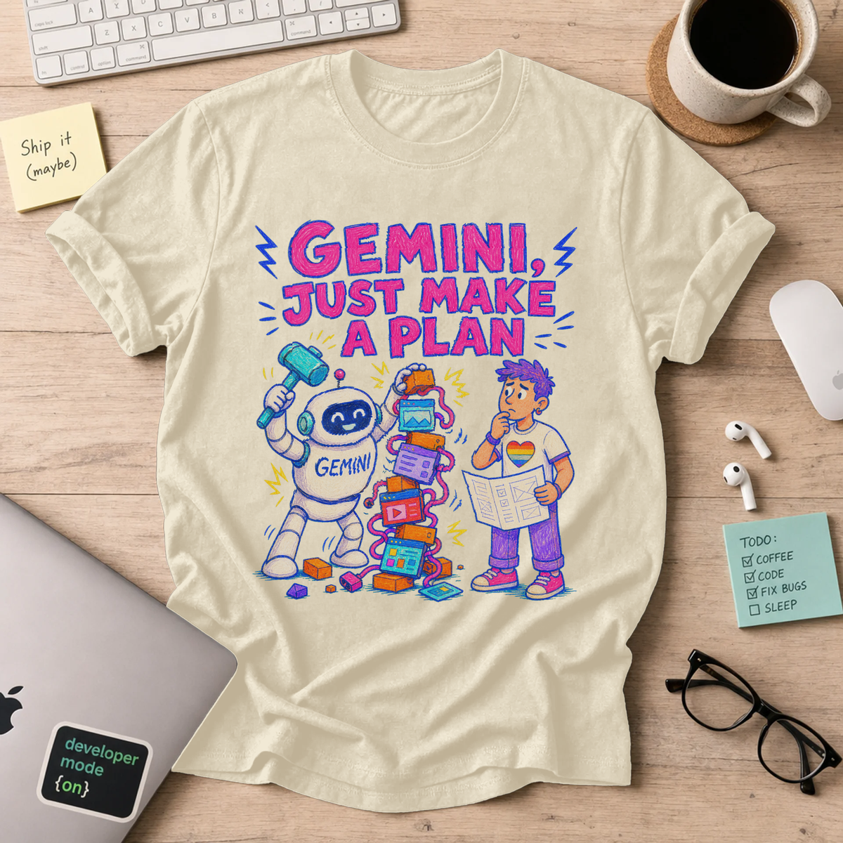 Gemini, Just Make a Plan Shirt — Natural
