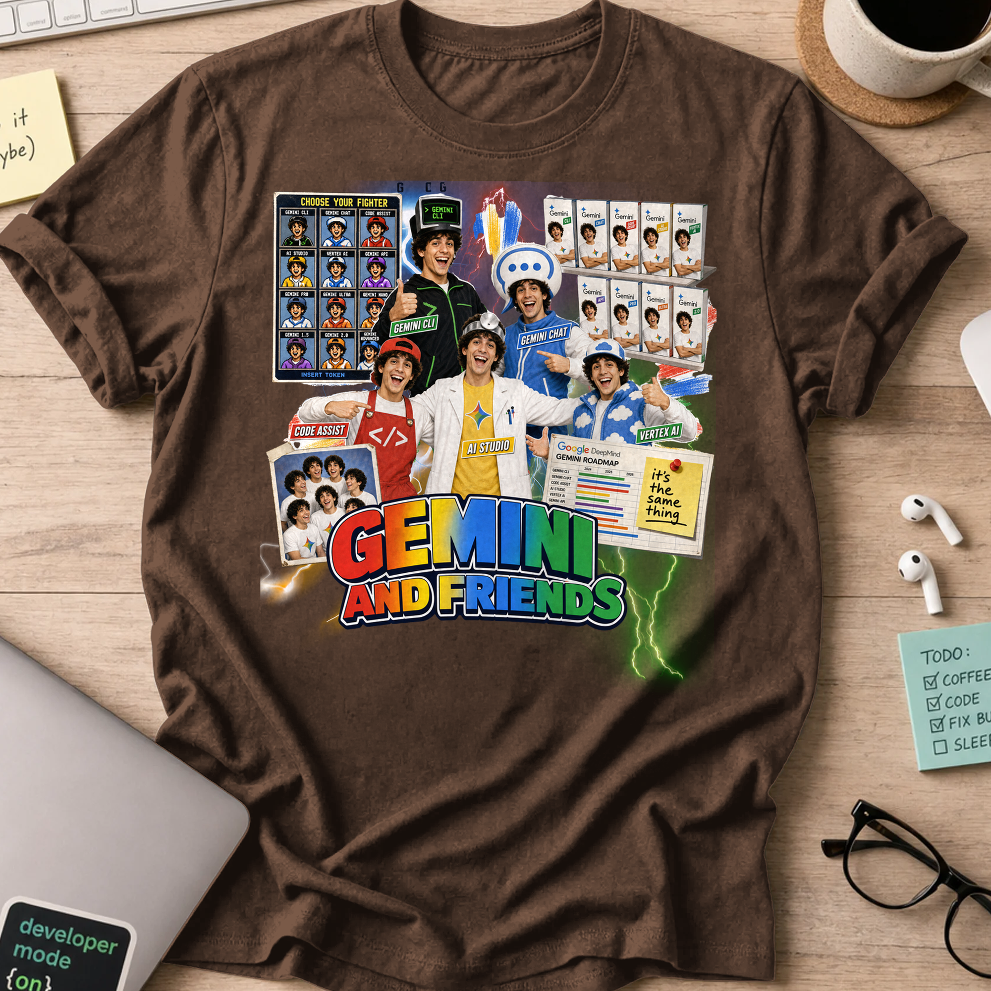 Gemini And Friends Shirt - Dark Chocolate