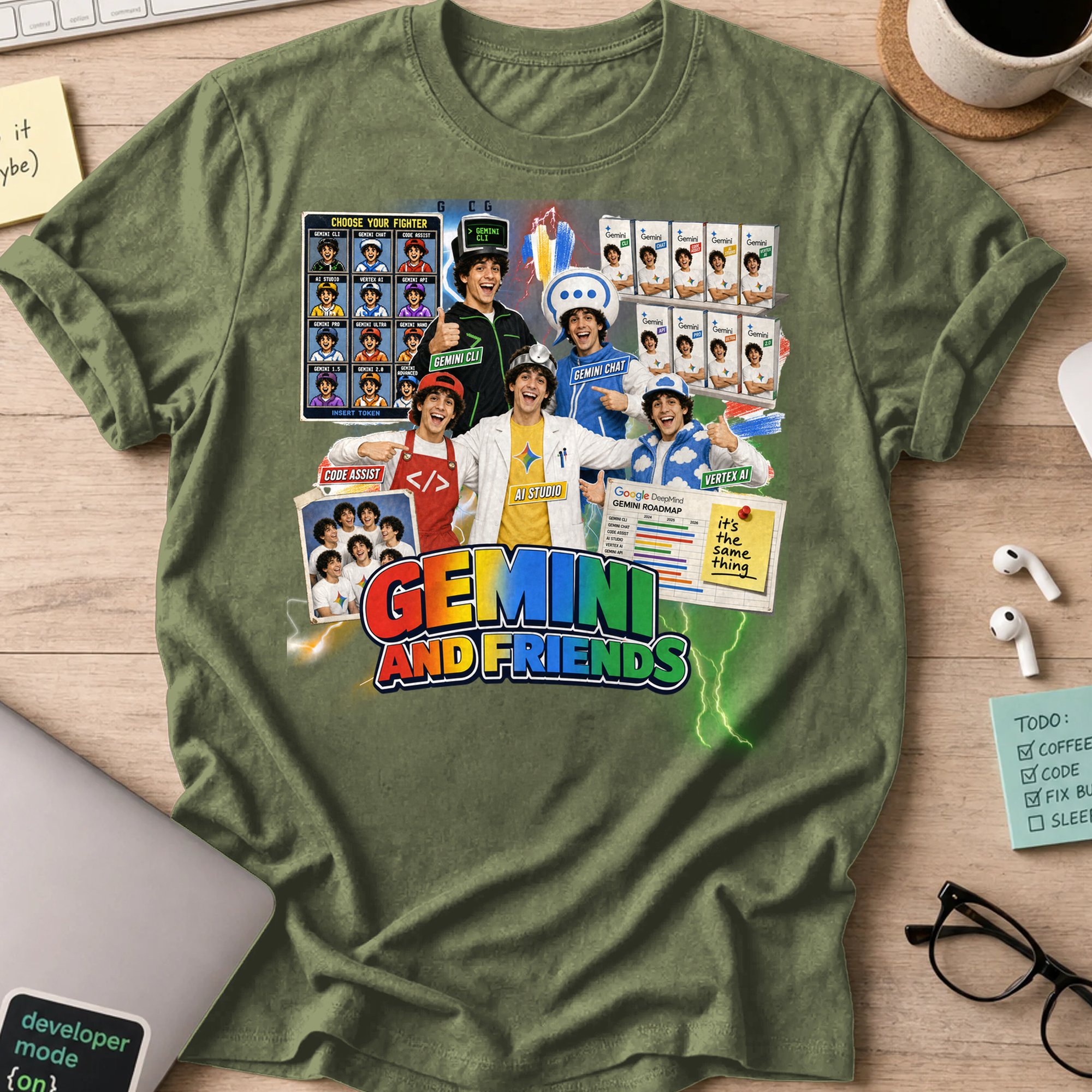 Gemini And Friends Shirt - Military Green