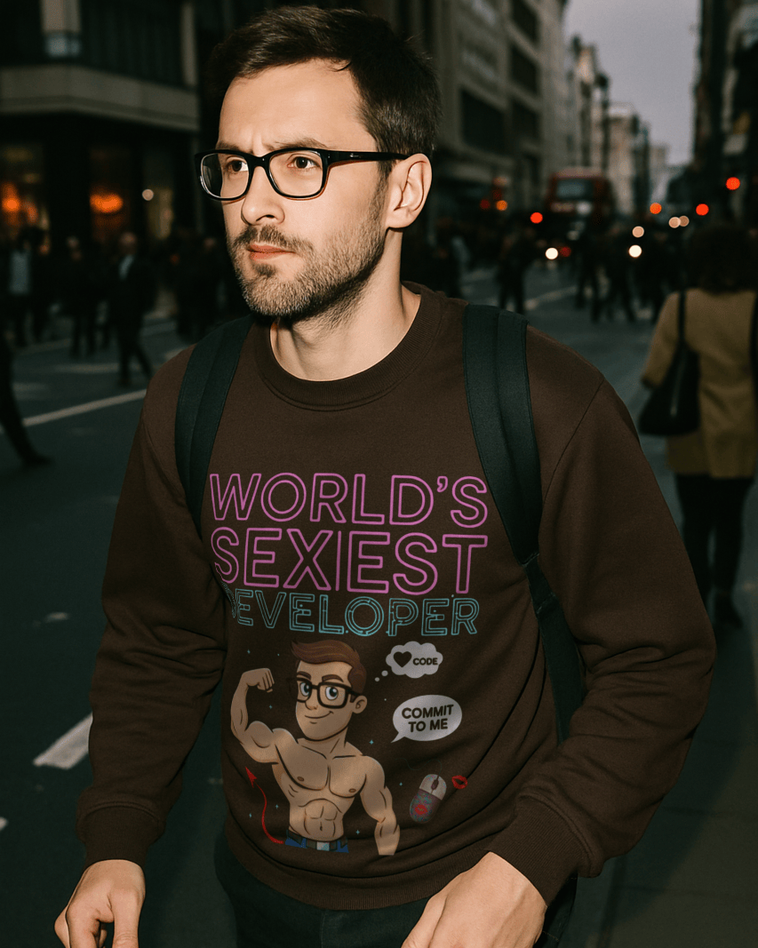 Code Culture world's sexiest developer sweatshirt funny programmer Sweatshirt in S — Code Culture developer clothing