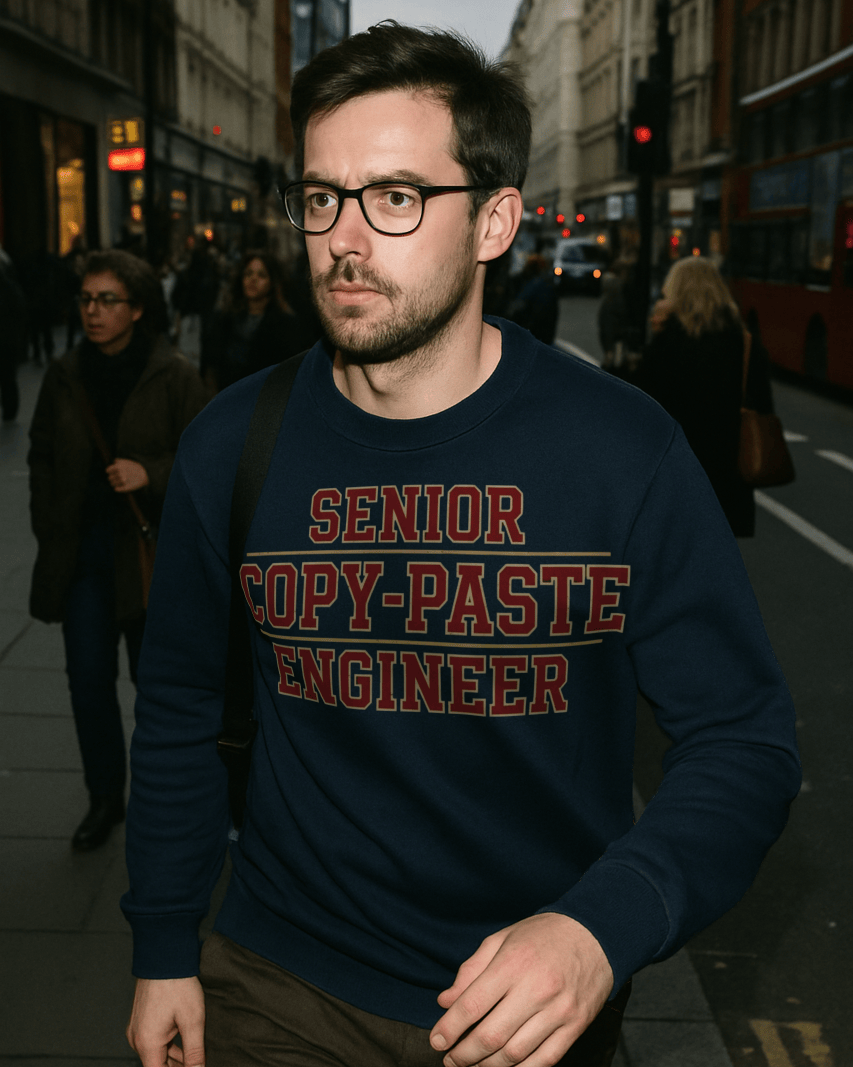 Code Culture senior copy paste engineer sweatshirt funny programmer Sweatshirt in S — Code Culture developer clothing