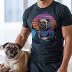 Hooded pug retro shirt