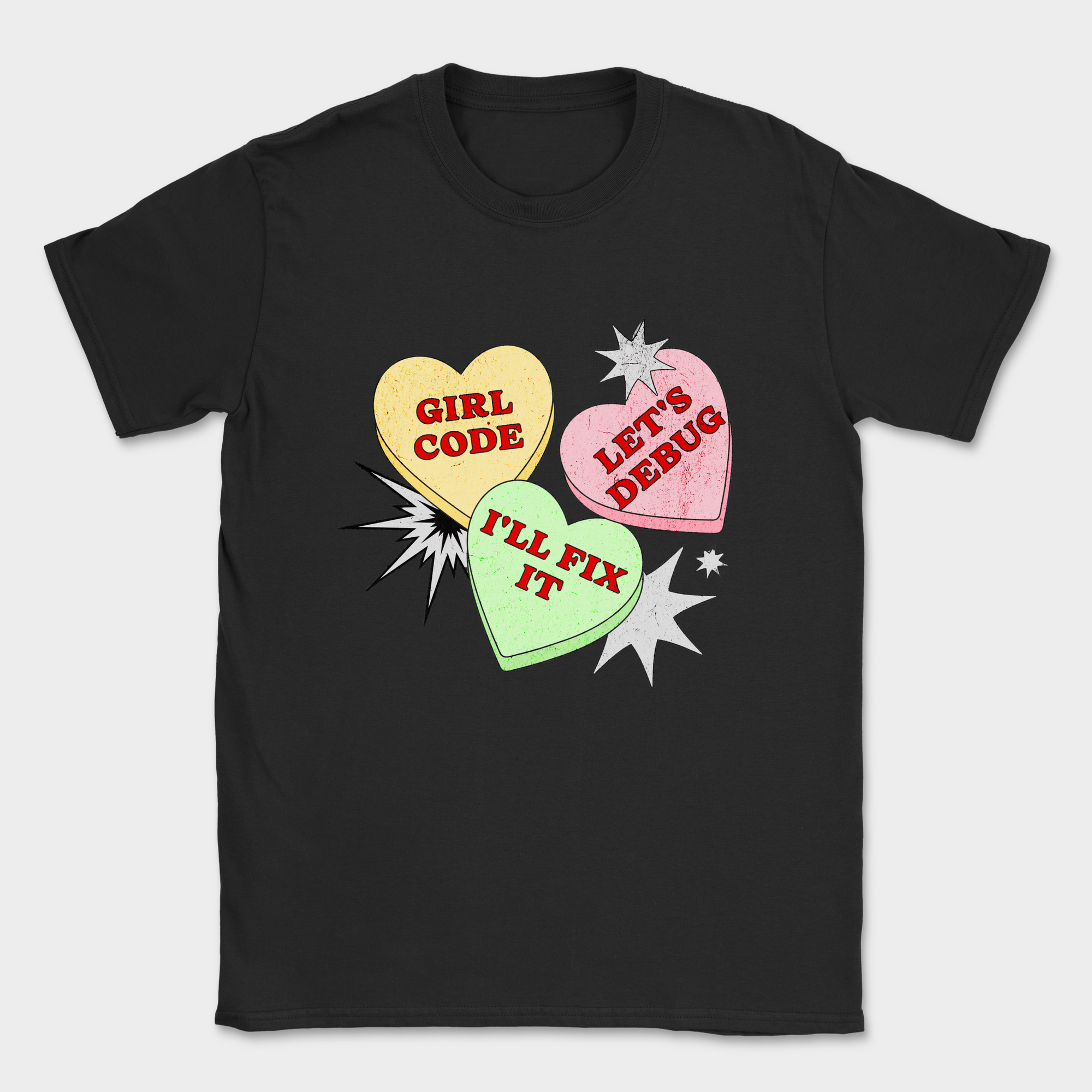girl code hearts shirt — Black