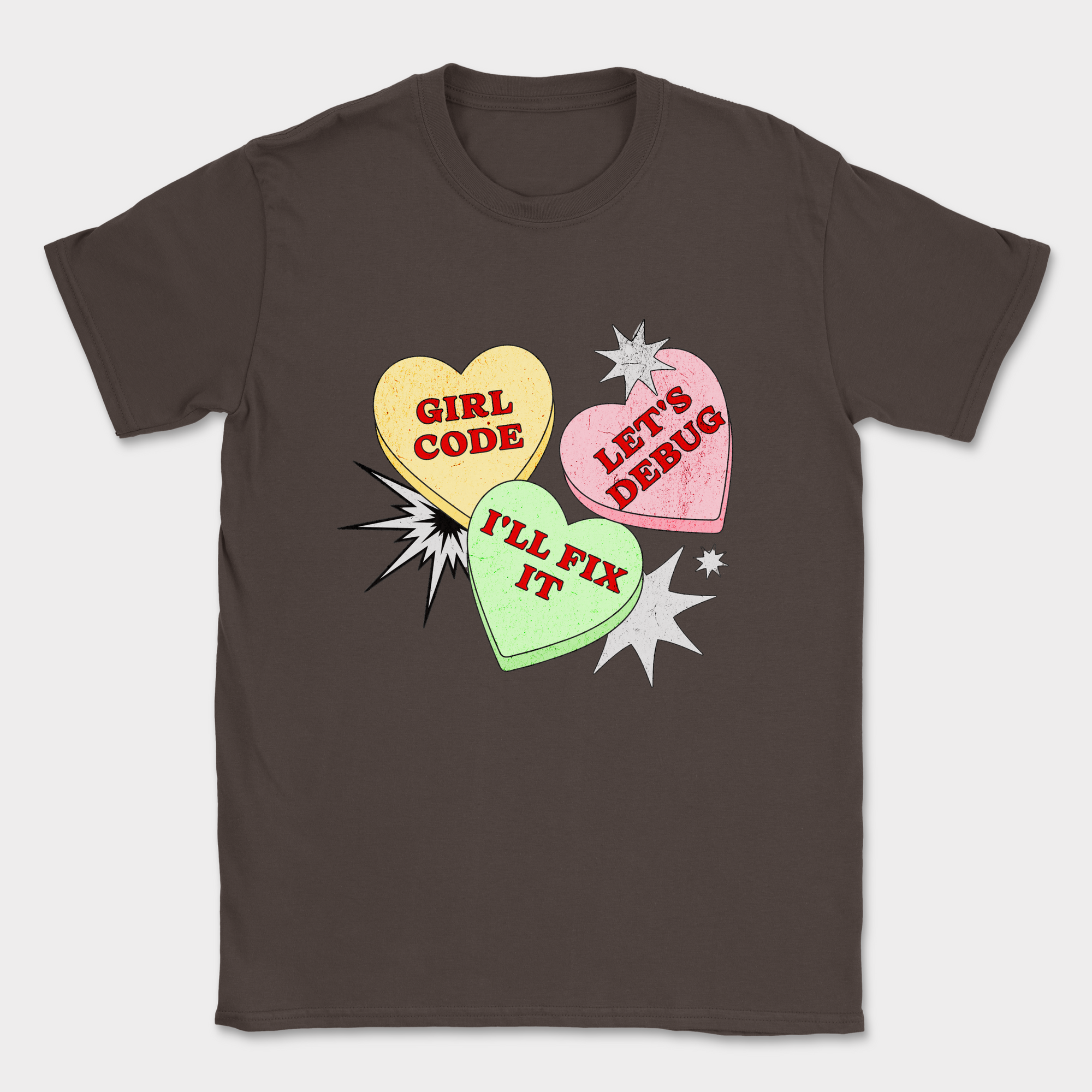 girl code hearts shirt — Dark Chocolate