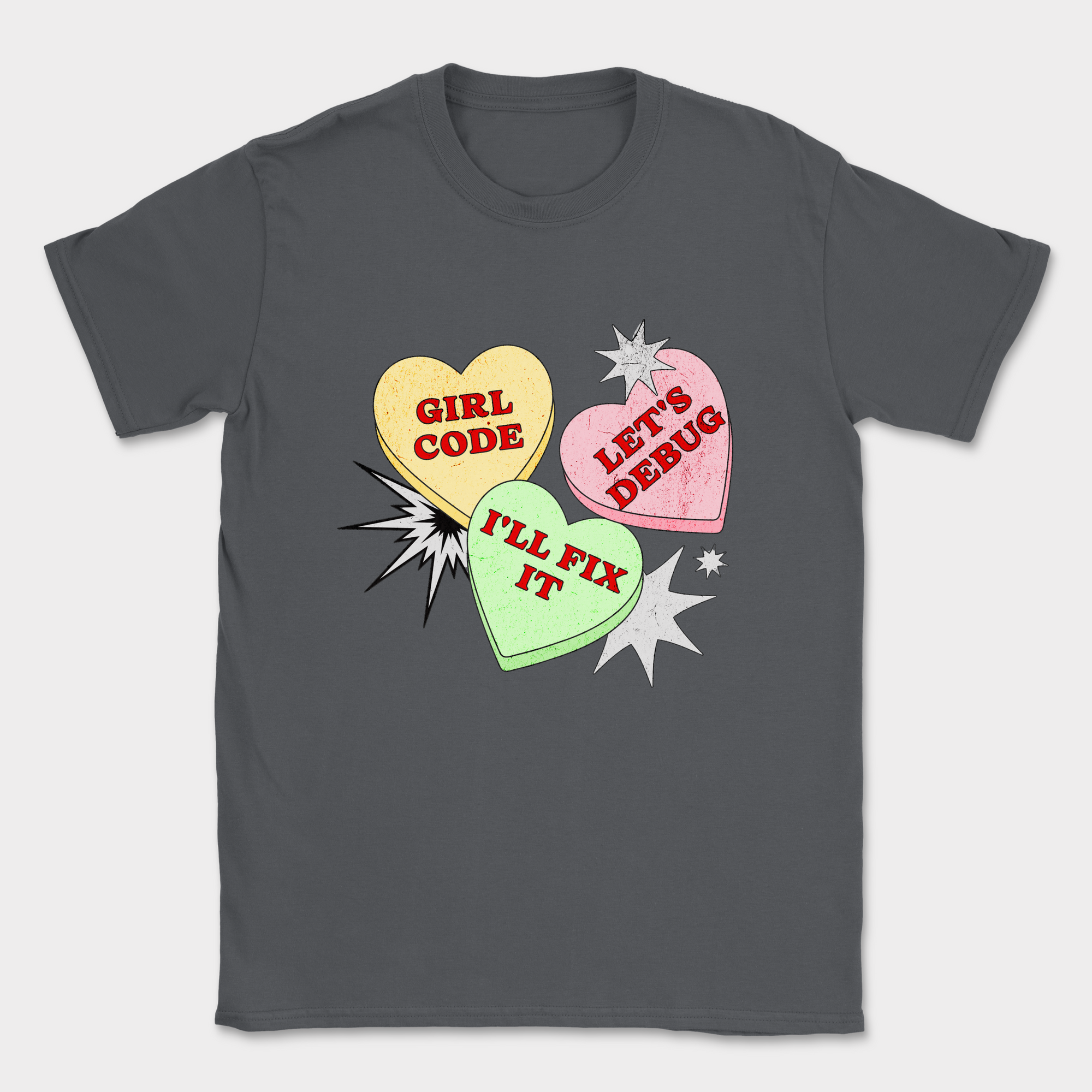 girl code hearts shirt — Dark Heather Grey
