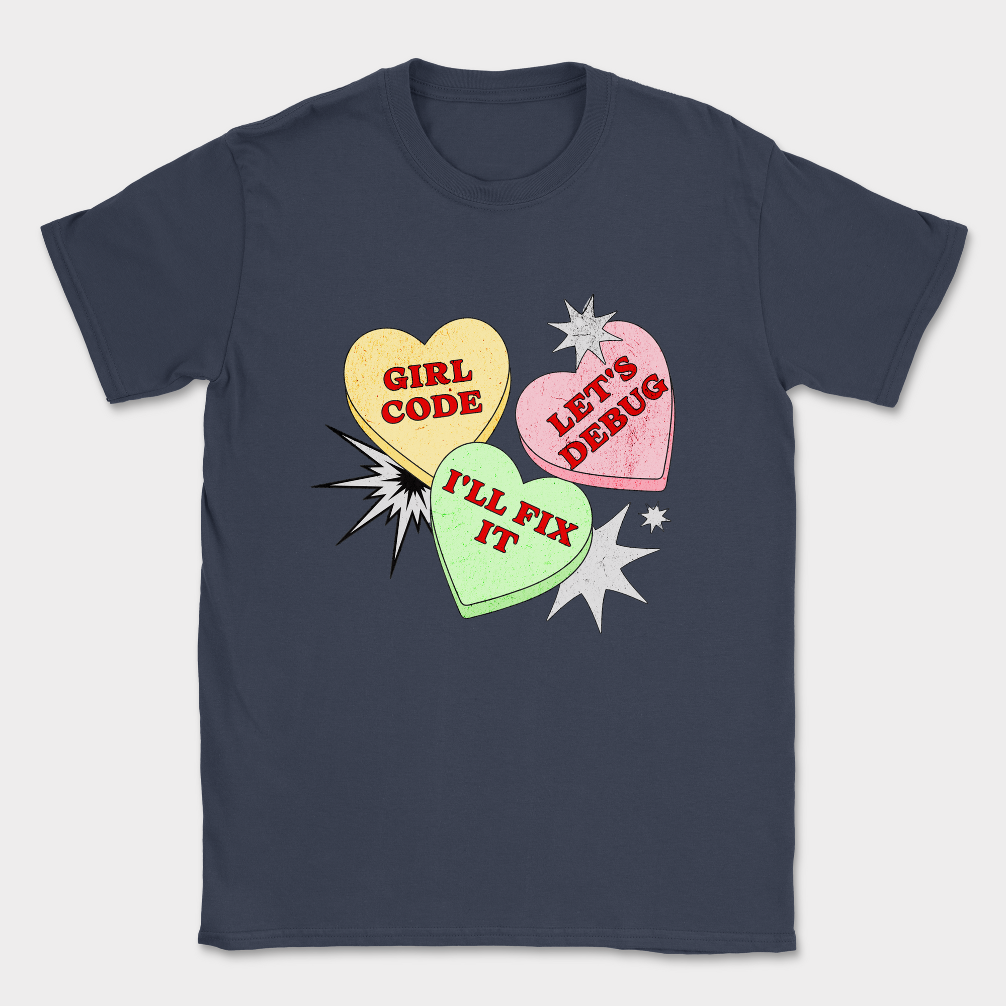 girl code hearts shirt — Navy
