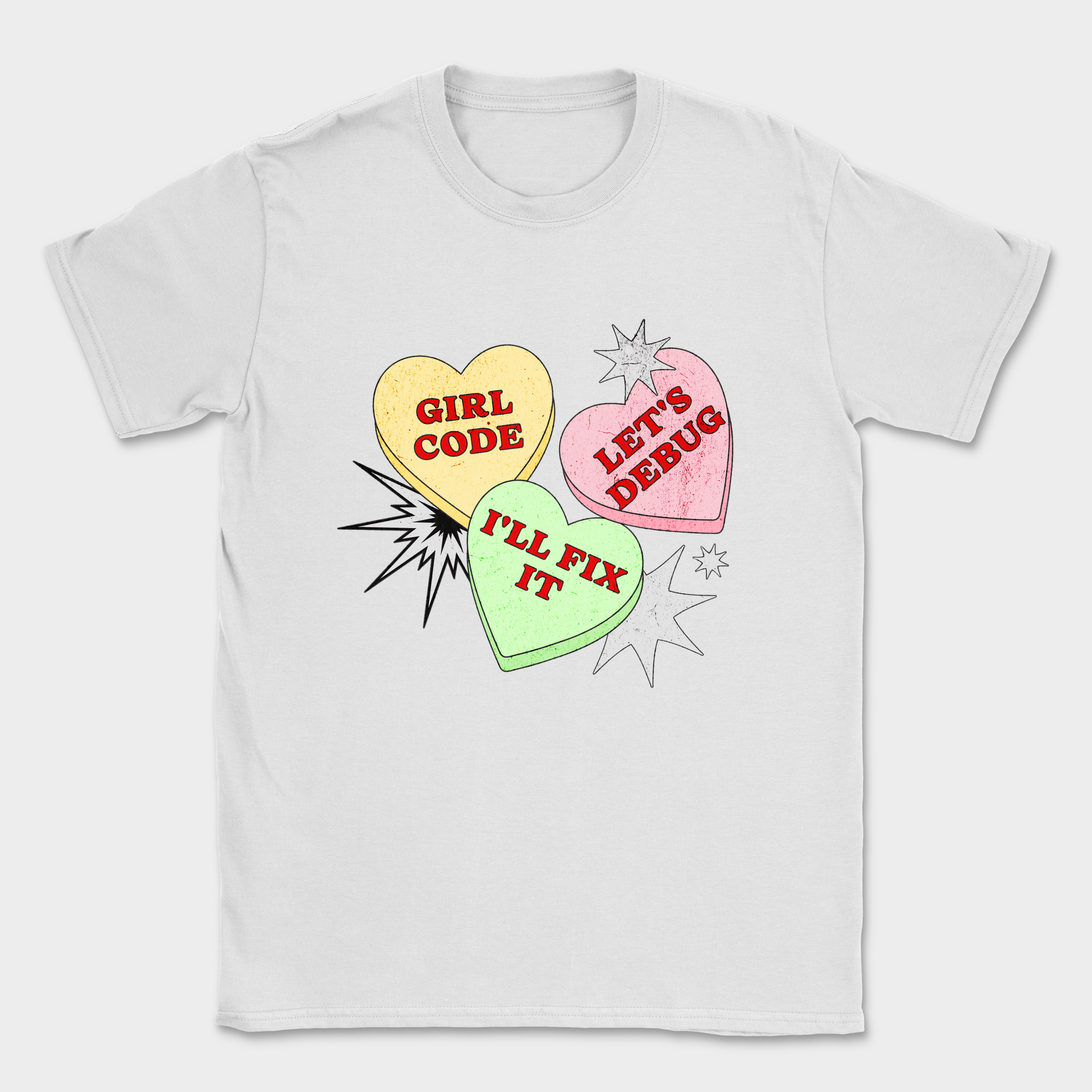 girl code hearts shirt — White