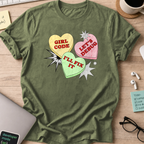 girl code hearts shirt - Military Green