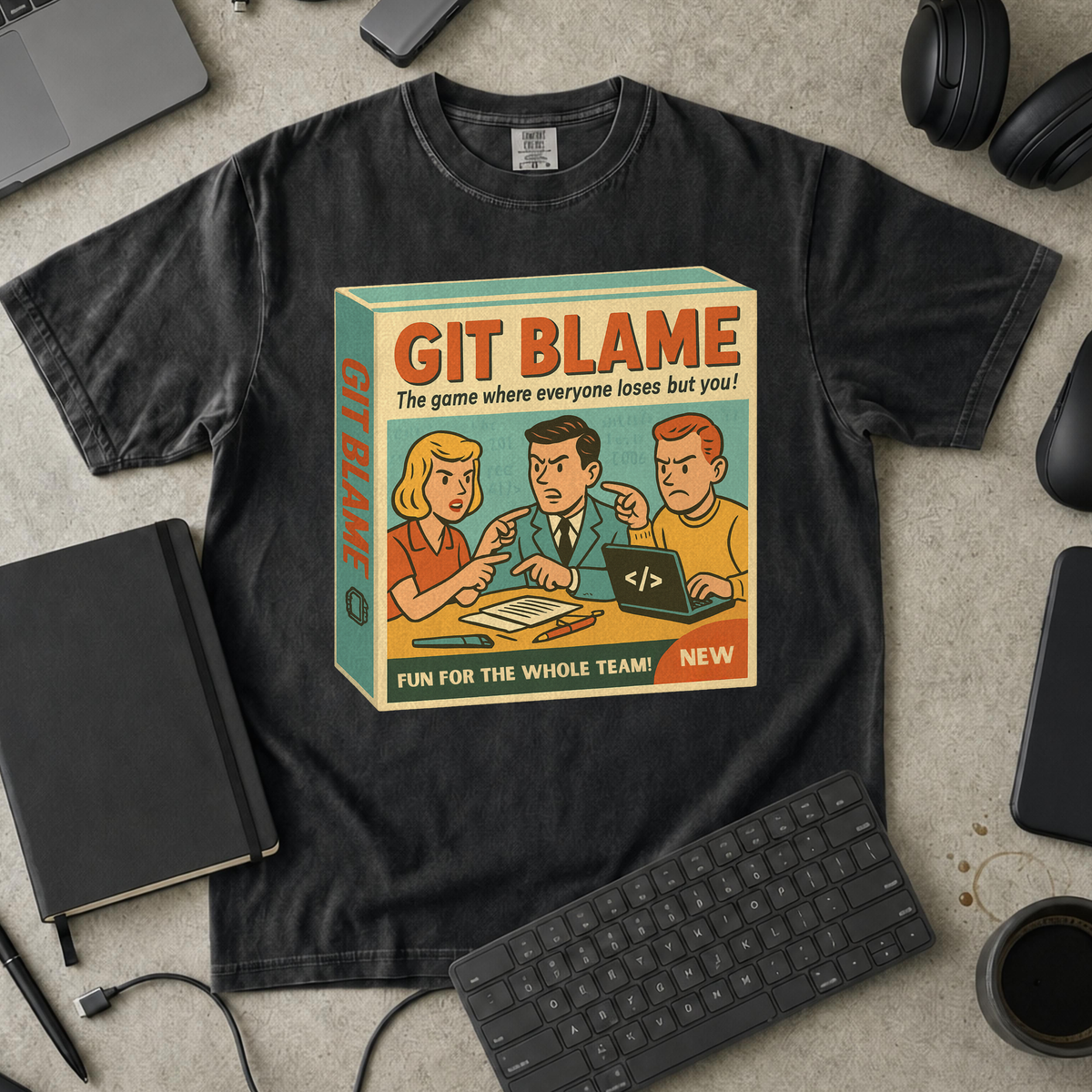 git blame game Premium Shirt — black Premium Shirt mock-up