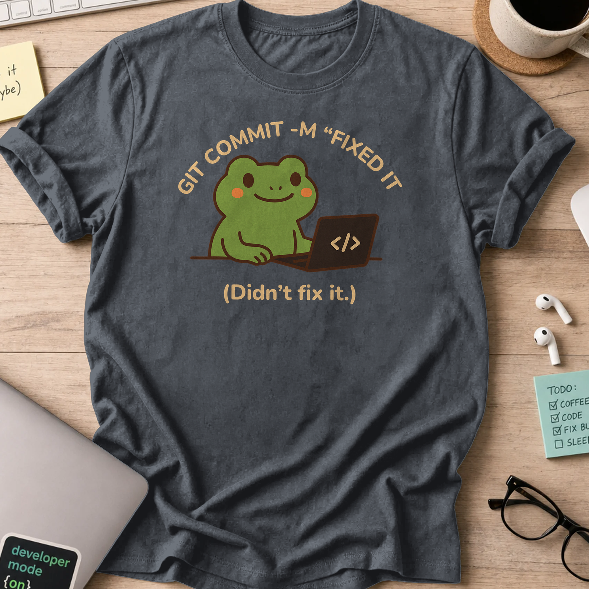 git commit -m "fixed it" shirt - Dark Heather