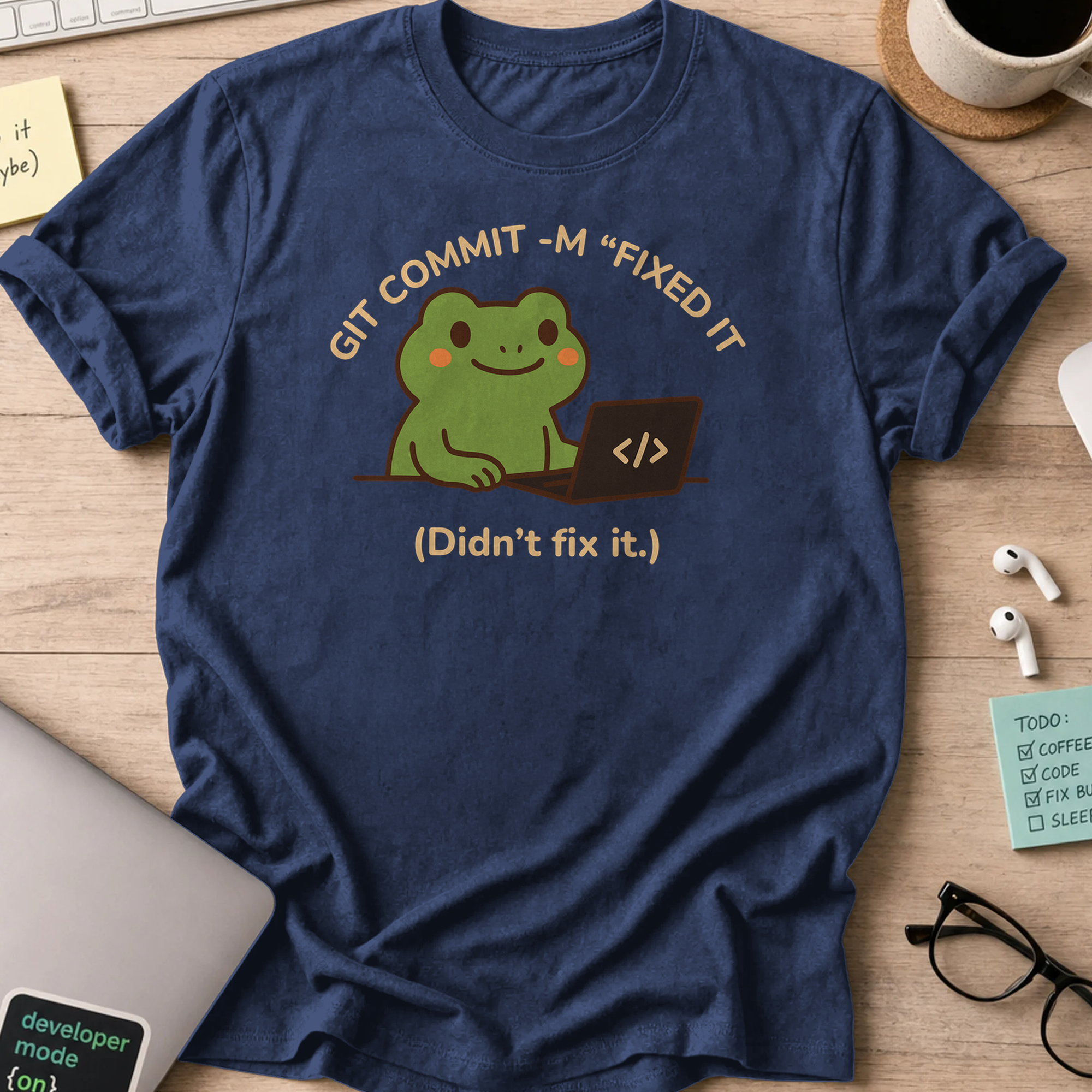 git commit -m "fixed it" shirt - Navy