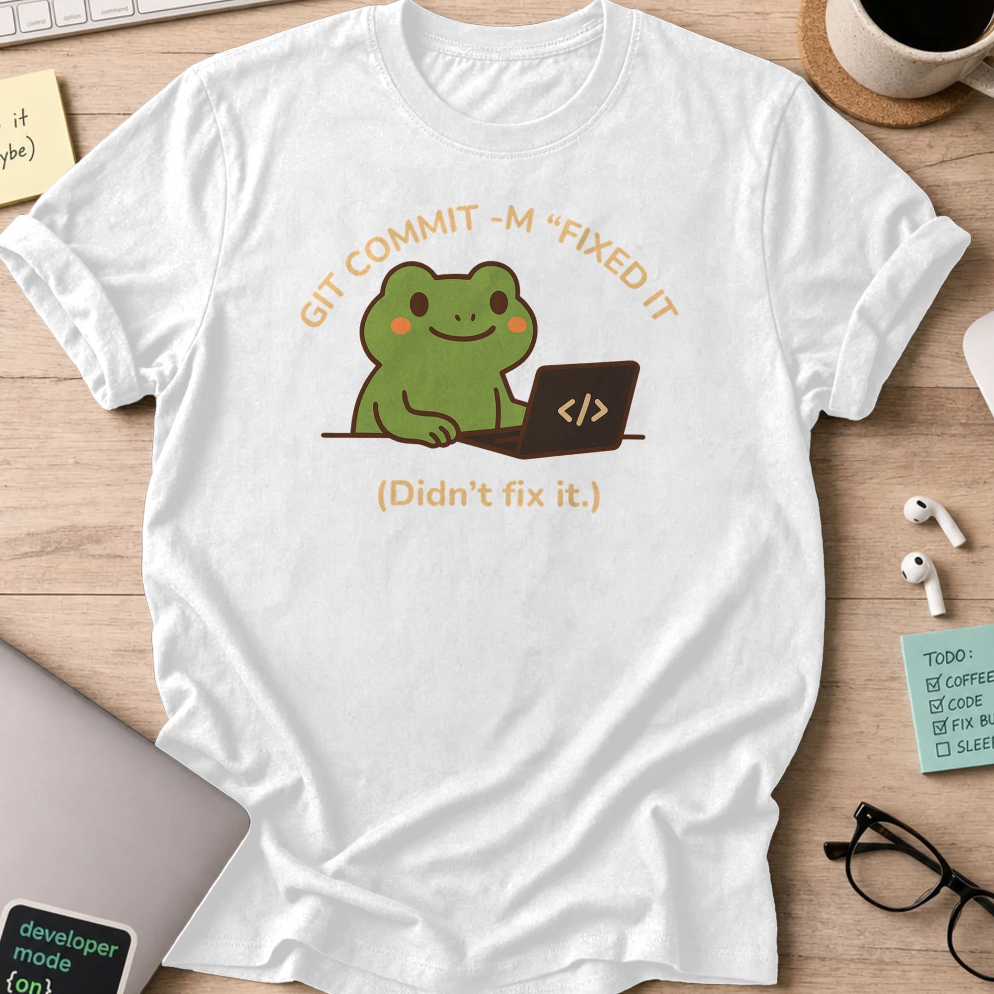 git commit -m "fixed it" shirt - White