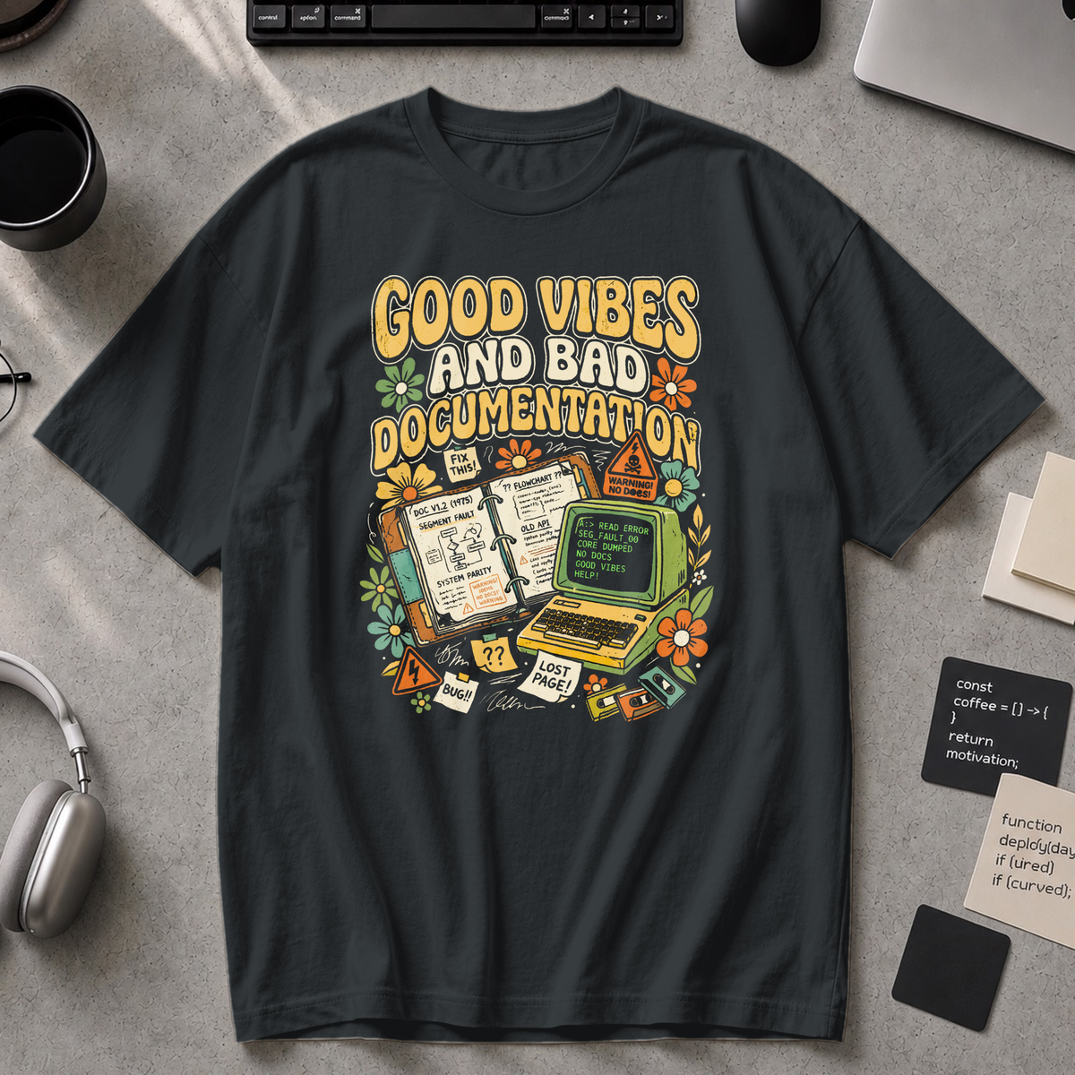 Good Vibes And Bad Documentation Premium Shirt - Black