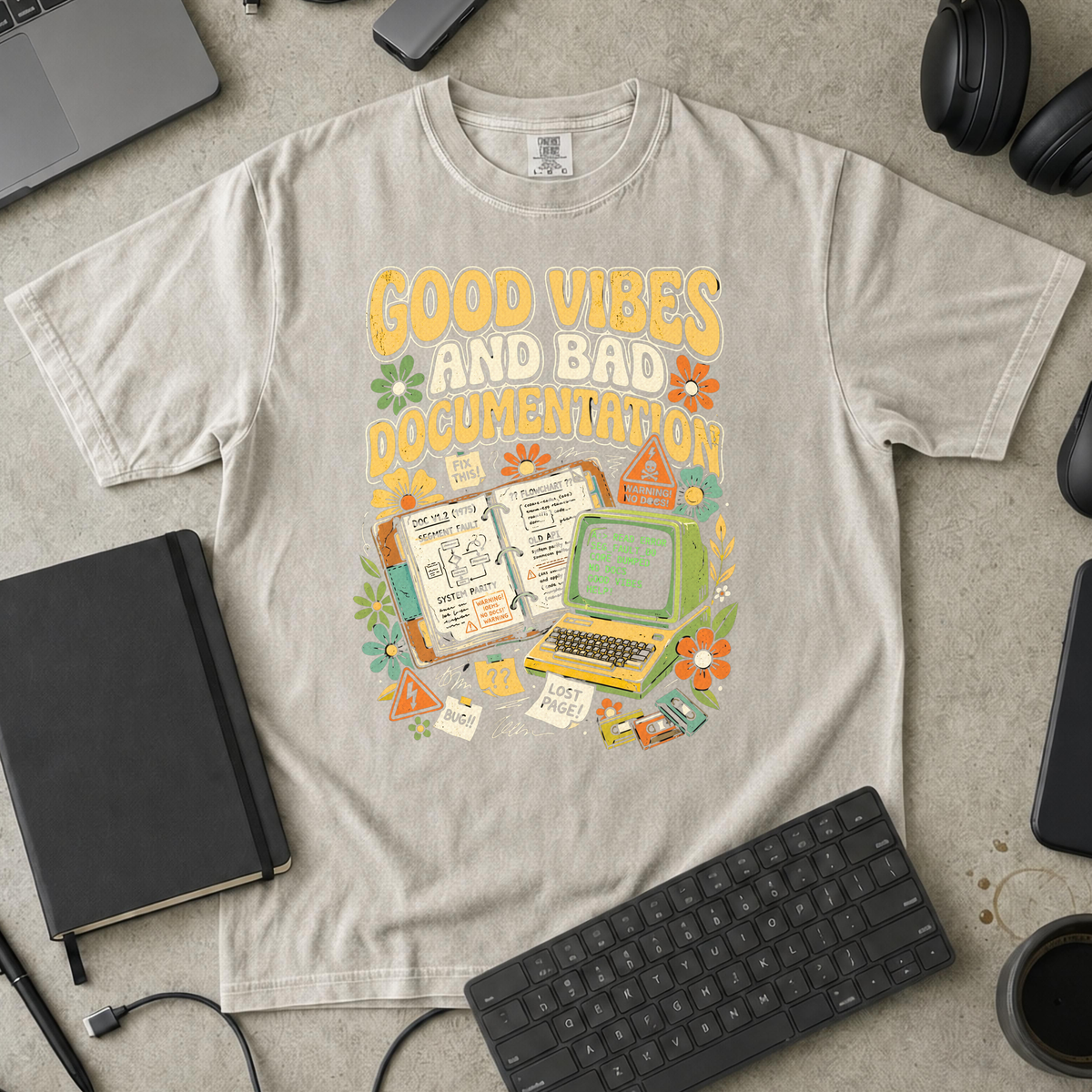 Good Vibes And Bad Documentation Premium Shirt — ivory Premium Shirt mock-up