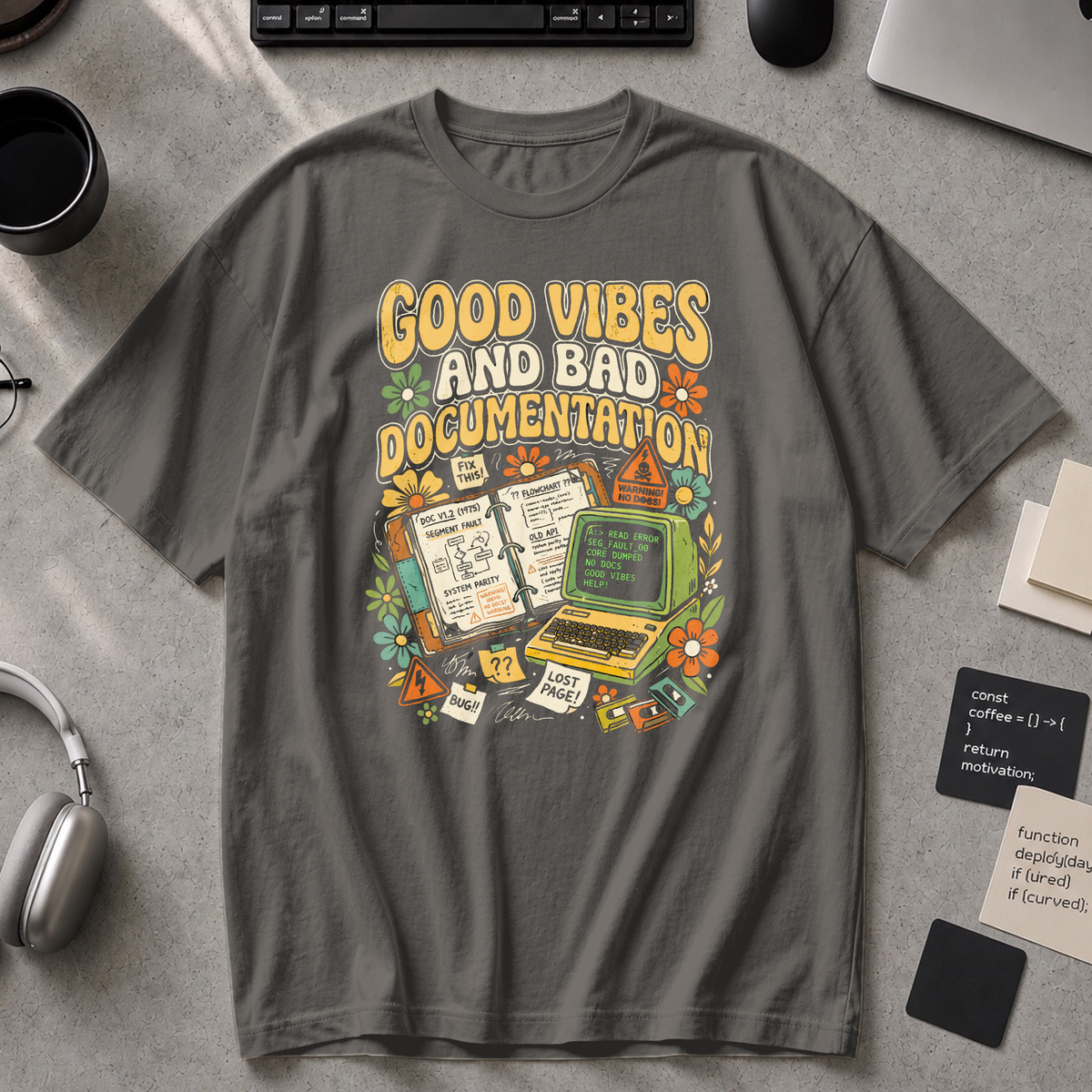 Good Vibes And Bad Documentation Premium Shirt - Pepper