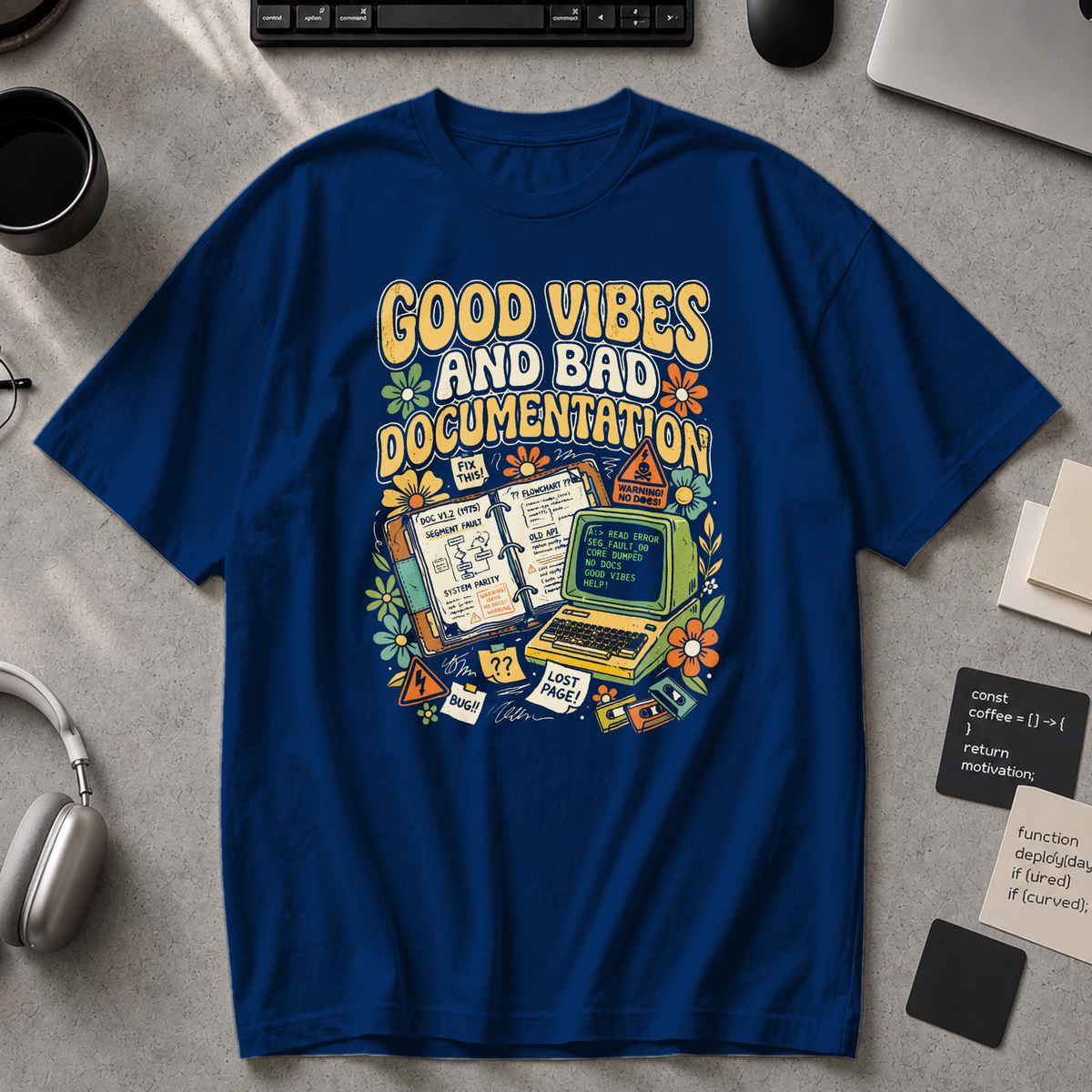 Good Vibes And Bad Documentation Premium Shirt - True Navy