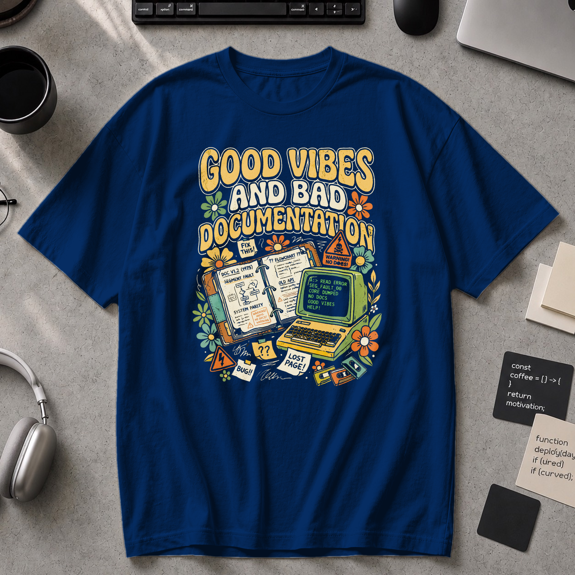 Good Vibes And Bad Documentation Premium Shirt - True Navy