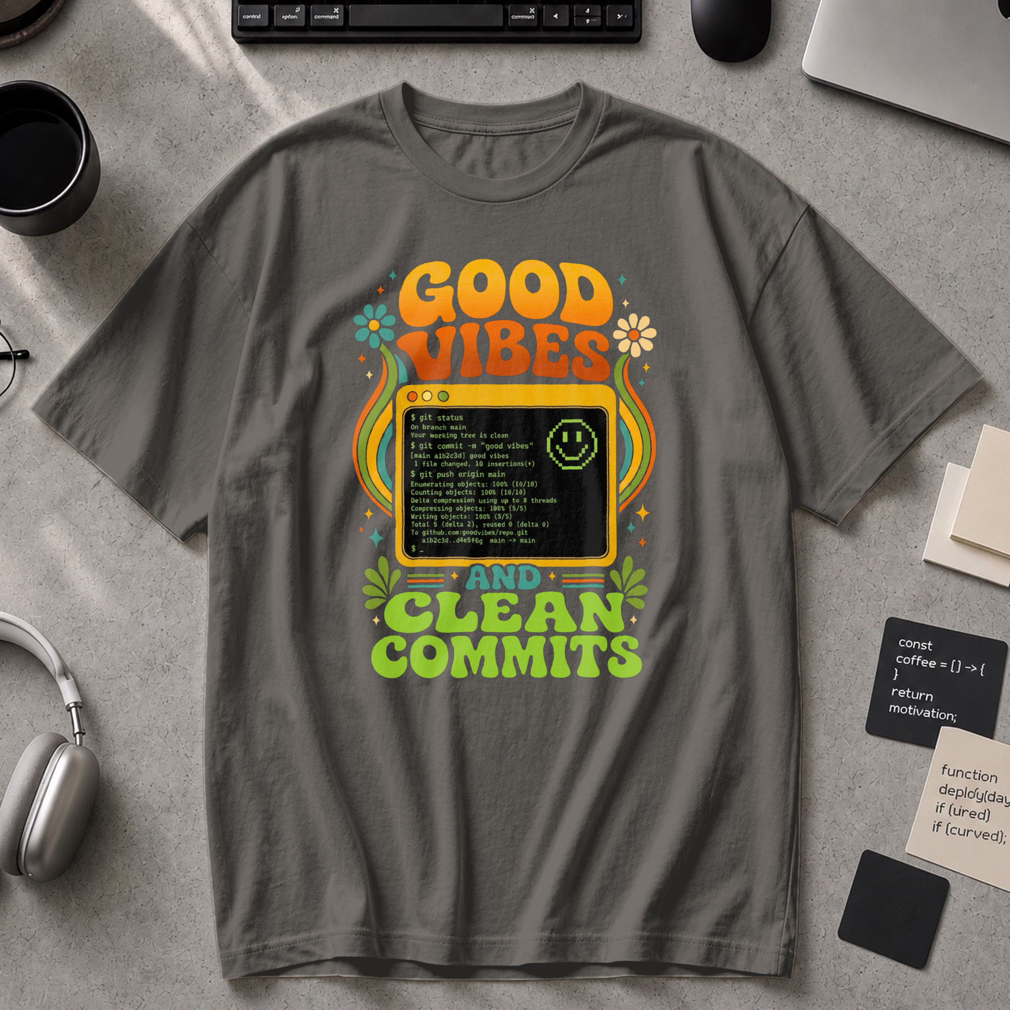 Good Vibes And Clean Commits Premium Shirt - Pepper