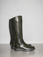 Women's mid-tube rider boots - Green 2 Premium Leather Finish Shoe Angle