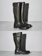 Women's mid-tube rider boots - Green 2 Premium Leather Finish Shoe Macro