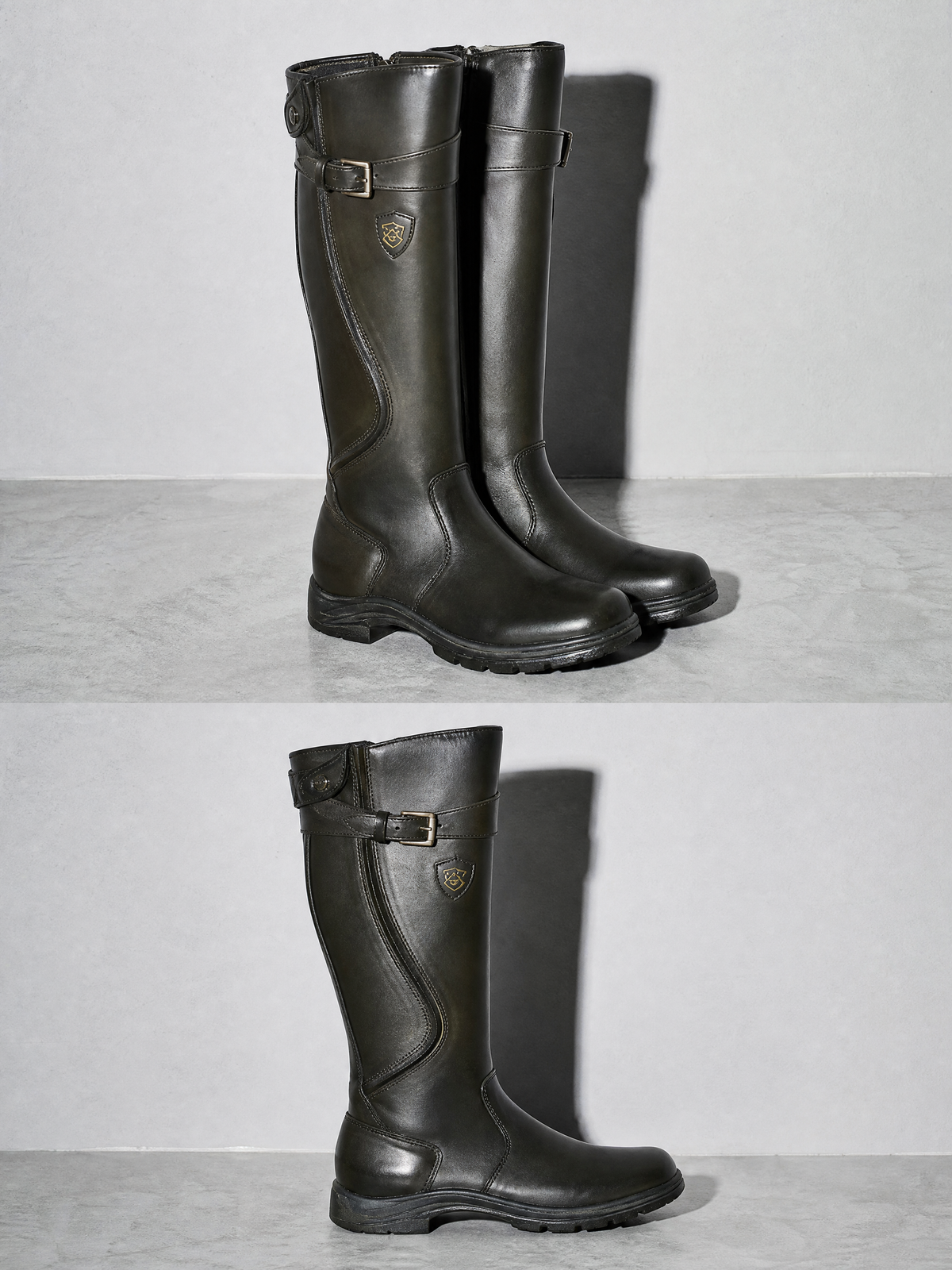 Women's mid-tube rider boots - Green 2 Premium Leather Finish Shoe Macro