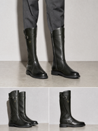 Women's mid-tube rider boots - Green 2 Premium Leather Finish Shoe Worn