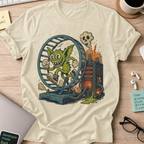 Gremlin in the Hamster Wheel Shirt — Natural storefront mockup