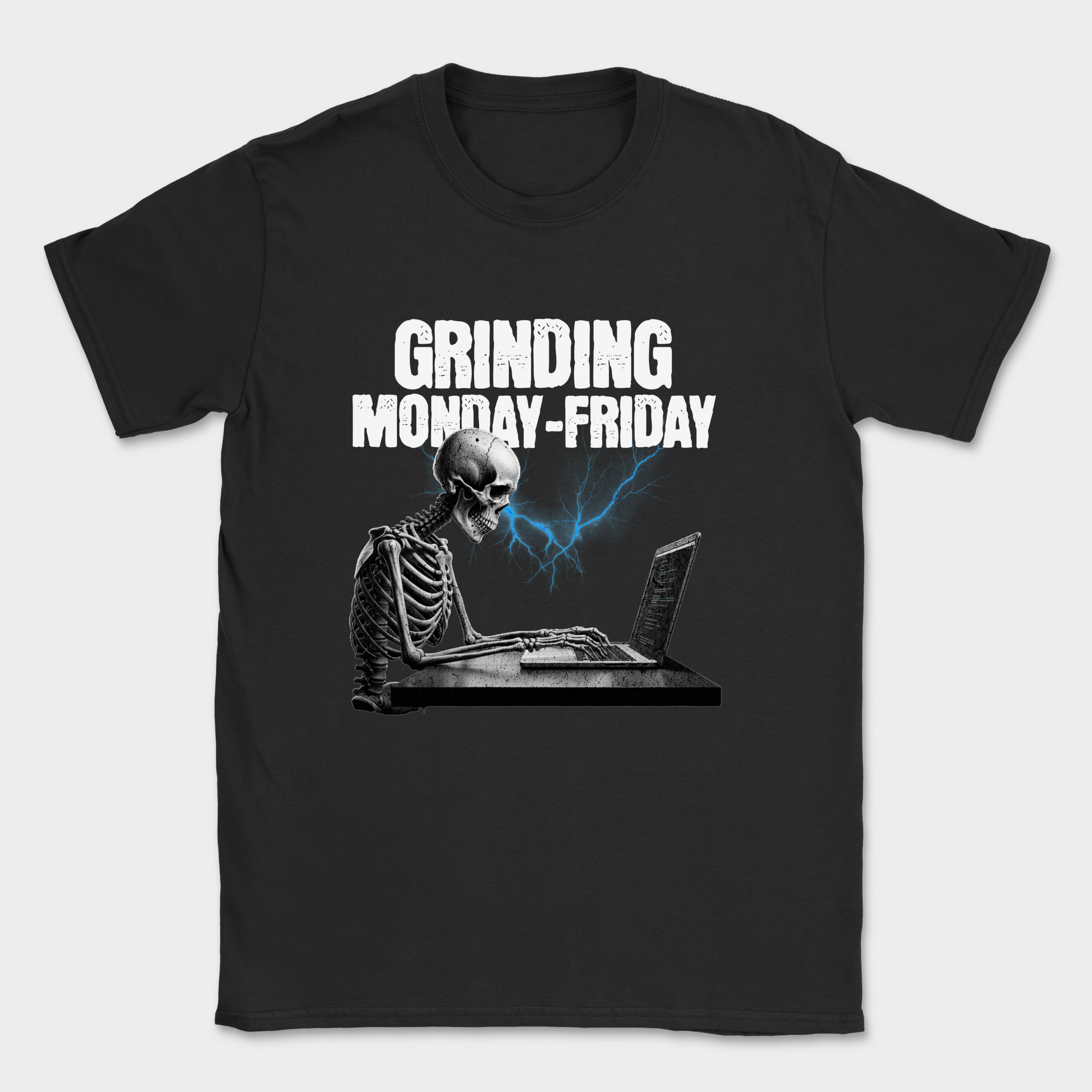 grinding monday to friday skeleton shirt — Black