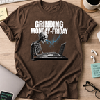 grinding monday to friday skeleton shirt - Dark Chocolate