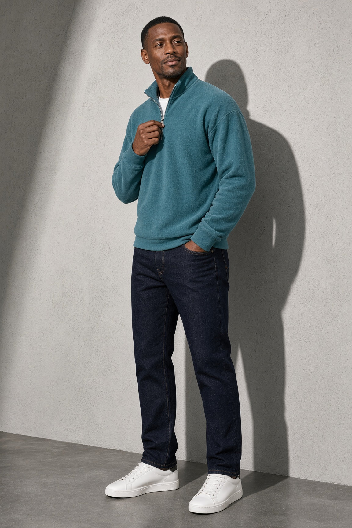 Men's Sweatshirt Quarter-Zip Stand Collar