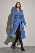 Women's Coat Belted Trench Double-Breasted Front