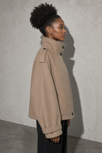 Maia | Women's High Neck Button Front Wool Blend Jacket