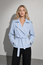 Women's Coat Belted Trench Double-Breasted Front