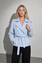 Women's Coat Belted Trench Double-Breasted Front