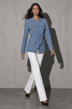 Women's Jacket Floral Denim Belted