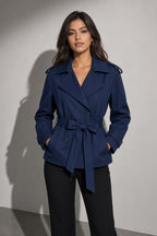 Women's Coat Belted Trench Double-Breasted Front
