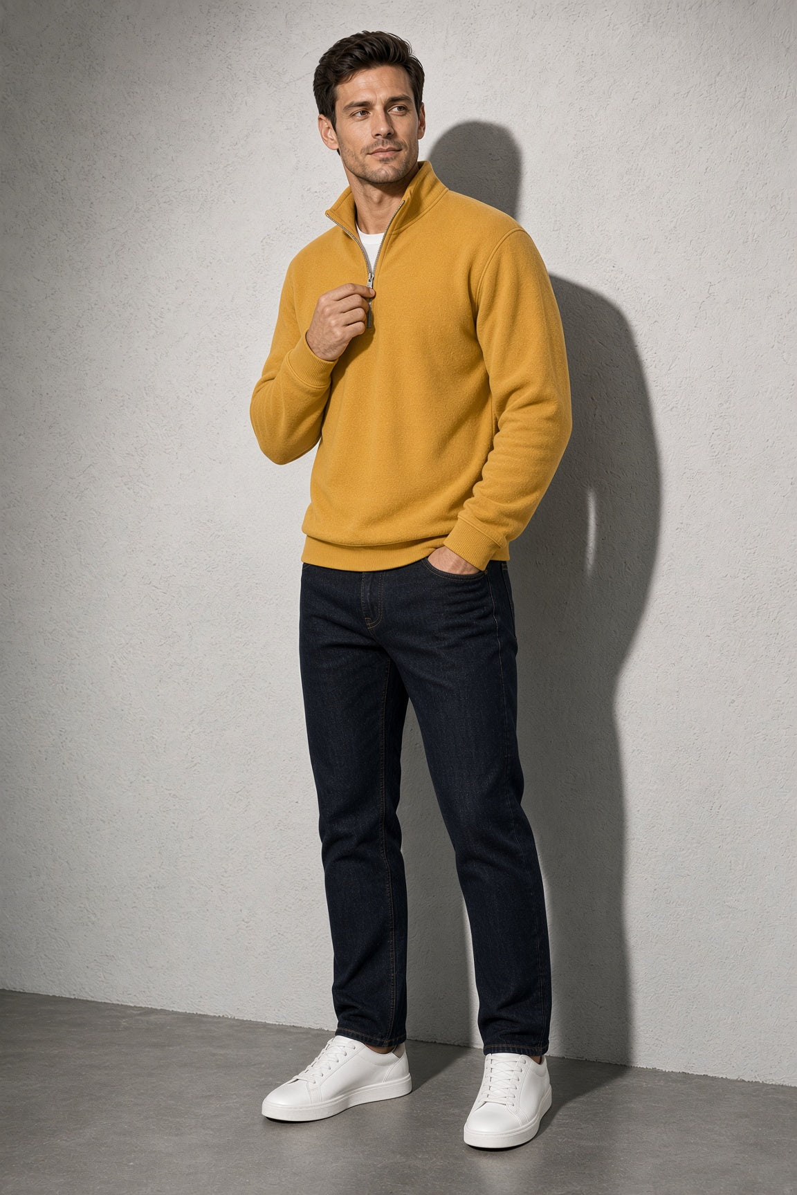 Men's Sweatshirt Quarter-Zip Stand Collar
