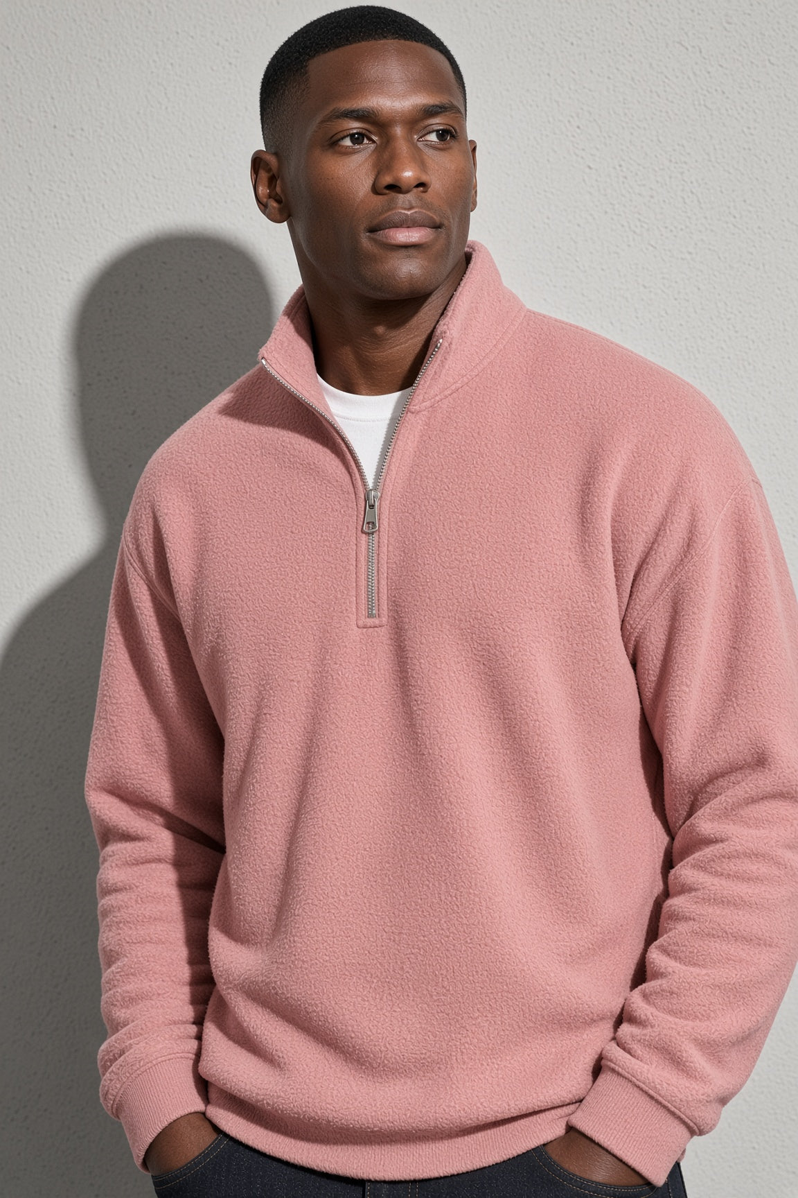 Men's Sweatshirt Quarter-Zip Stand Collar