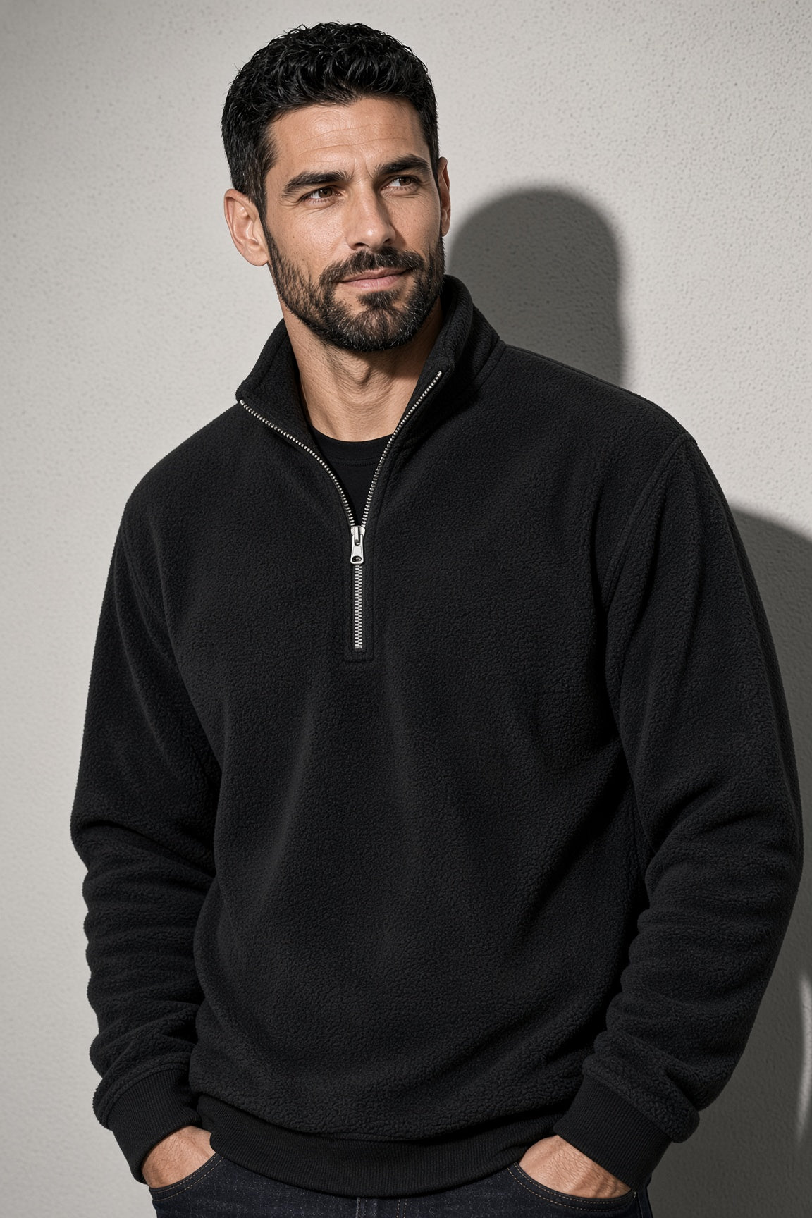 Men's Sweatshirt Quarter-Zip Stand Collar