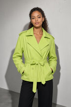 Women's Coat Belted Trench Double-Breasted Front