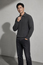 Men's Sweater Collared Quarter-Zip Textured Knit