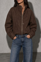Women's Jacket Suede-Look Stand Collar