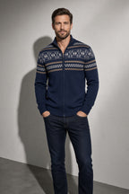 Men's Cardigan Fair Isle Zip-Up Front