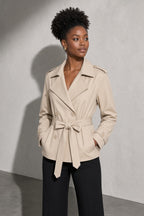 Women's Coat Belted Trench Double-Breasted Front