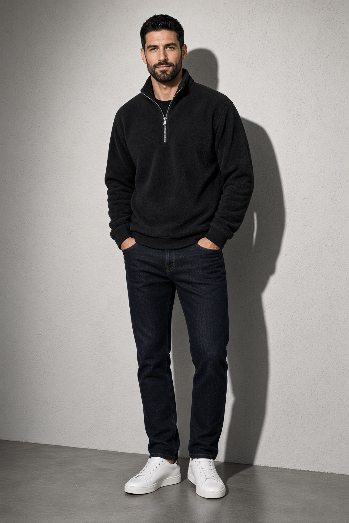 Men's Sweatshirt Quarter-Zip Stand Collar