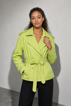 Women's Coat Belted Trench Double-Breasted Front