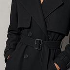 Women's Coat Belted Trench Double-Breasted Front