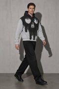 Dripping skull men's black hoodie, full-body view