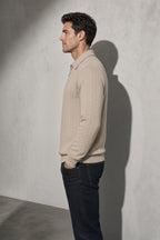 Men's Sweater Collared Quarter-Zip Textured Knit