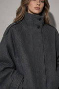 Maia | Women's High Neck Button Front Wool Blend Jacket
